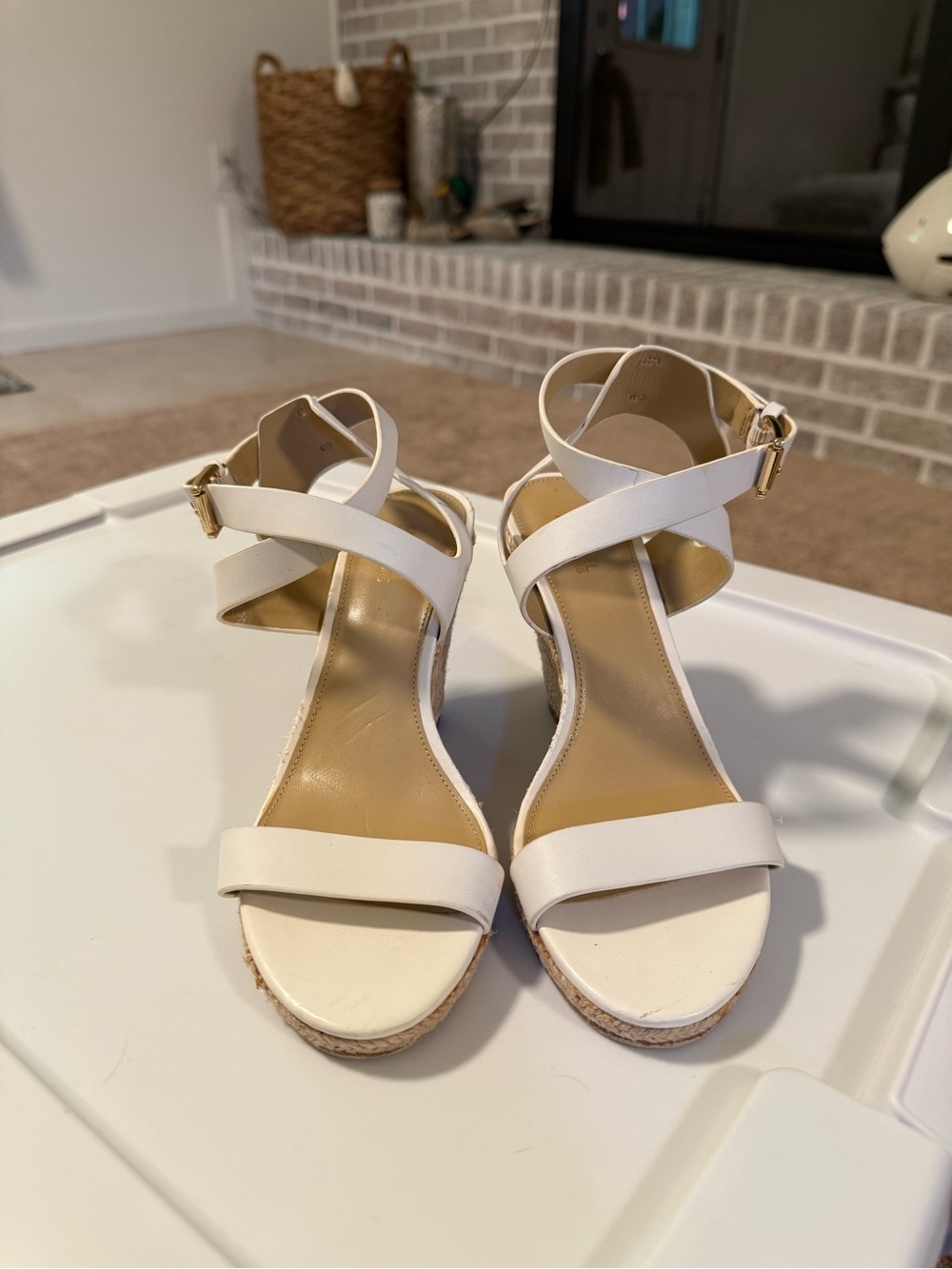 Michael Kors Women’s White Ankle-Strap Espadrille Sandals
